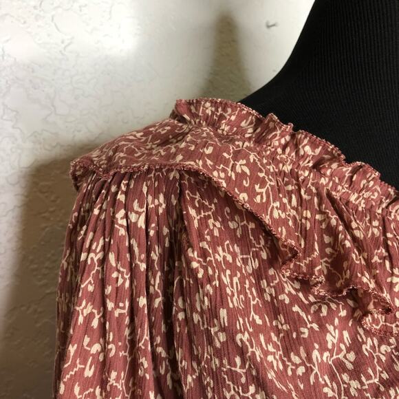 Ulla Johnson dusty rose pink white floral one shoulder ruffle top size 2 - Picture 5 of 10